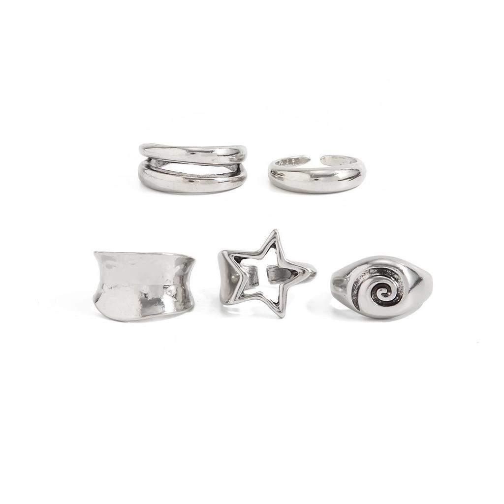 Versatile Punk Star Spiral Ring Set: European & American INS Style Geometric Finger Ornaments
