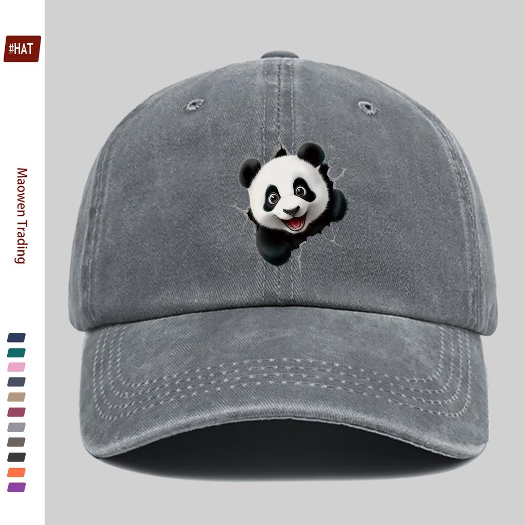 pc Unisex Cute Panda Print Baseball Cap Home Leisure Decorative Papa Hat Trucker Sun Hat Washed Adjustable Buckle Headwear