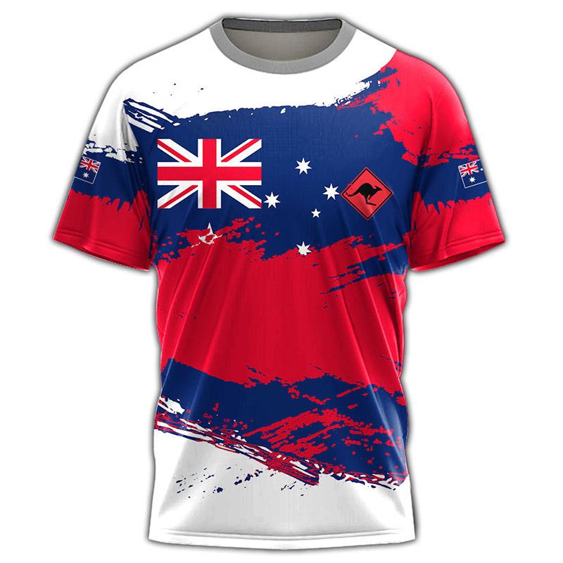 Heißes australisches Stil 3D-Druck Sommer Herren Rundhals-T-Shirt Lässig Kurzarm Übergroßer Pullover Modetrend Herrenbekleidung