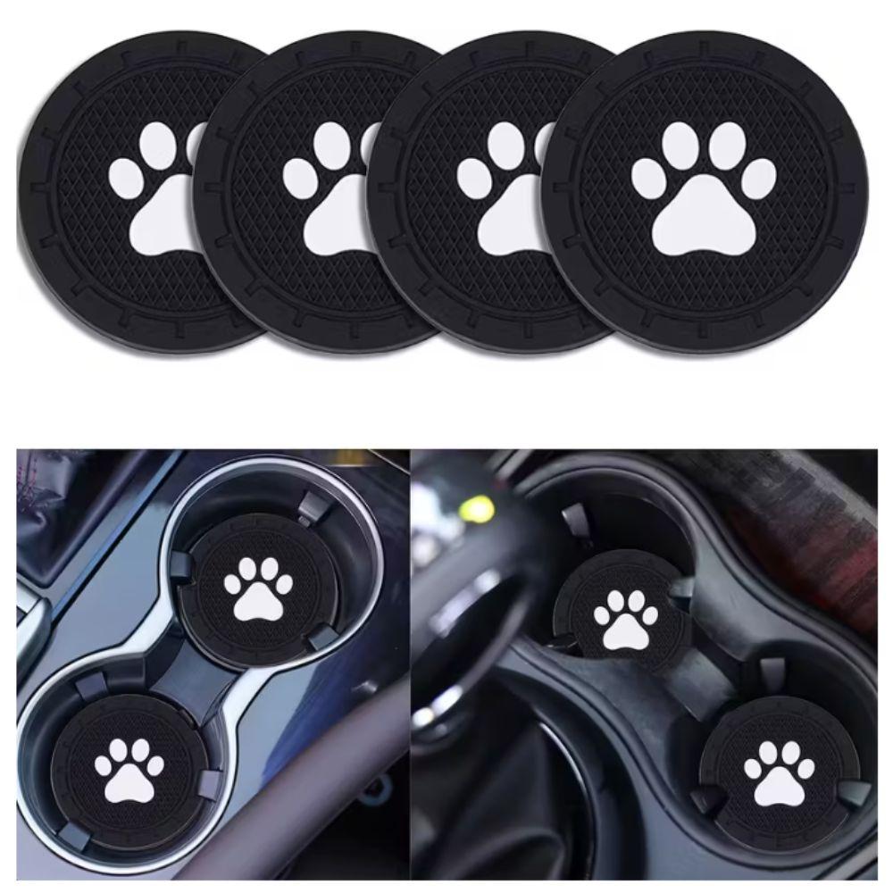 4pcs Paw Print Design Car Cup Holder Coaster Strong Wear-Resistan Universal Cup Mats  Most Cups