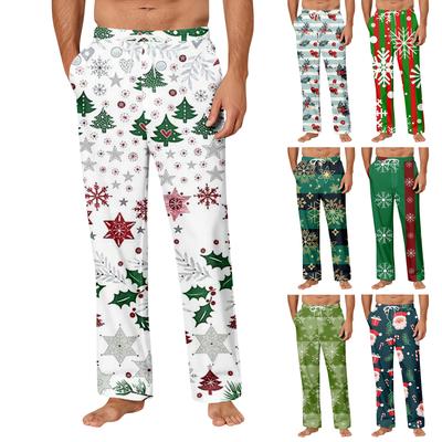 Men's Christmas Print Pocket Comfortable Casual Pants Home Sleep Pants