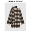 UR 2025 Winter Women's Scarf Collar Plaid Coat