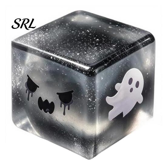 Halloween Stress Cube Ghost Sensory Toy, Anxiety Relief Squeeze Toy Slow Rising Glitter Pinch for Kids Adults