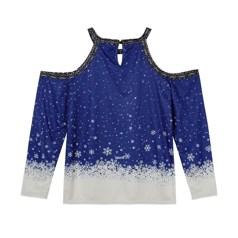 2023 European Christmas Reindeer Off-Shoulder Long Sleeve Top: Women's Casual Fashion