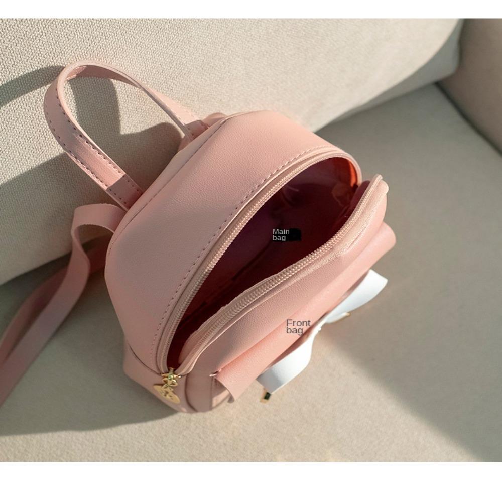 Cute Handheld Mini Backpack Bow-knot Leaf Hollow Shoulder Bag PU Leather School Bags Women