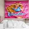 Barbie Print Tapestry, Backdrop, Easy Setup, Ideal for Bedroom, Office & Living Room, with Aesthetic Wall Hanging Decor.