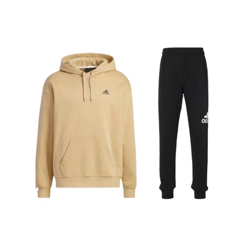 

Топ с длинными рукавами и карманом-кенгуру Adidas, удобные эластичные брюки со средней талией, повседневный спортивный комплект, комплекты унисекс IB2712+AB6527 S