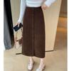 Women Corduroy Skirt High Waist Autumn Winter Knitted A Line Flowy Elegant Skirts