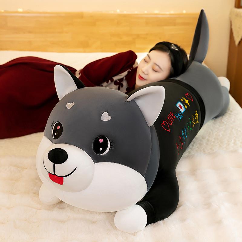 Adorable Husky Plush Toy Large Cuddly Pillow For Girls Soft And Washable