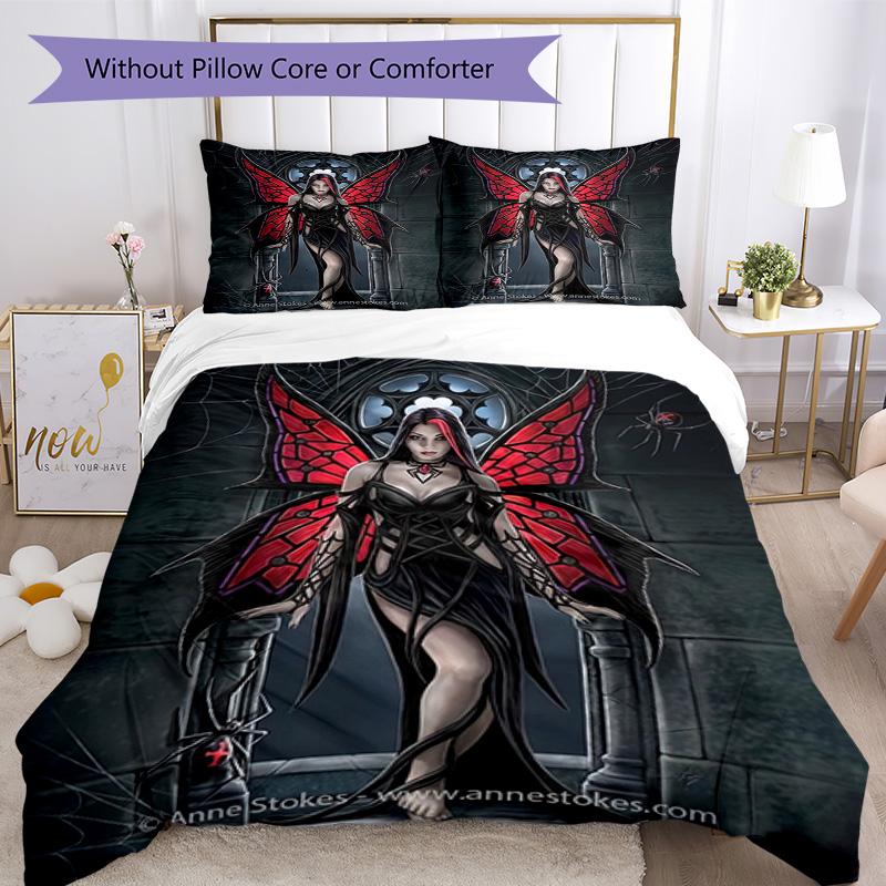 Set Biancheria da Letto Stile Gotico Traspirante Copripiumino con Federe Biancheria da Letto Decorativa per Camera da Letto Decorazione Casa Regalo di Compleanno