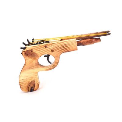 4-S Wooden Rubber Band Toy Gun Classic Slings Gun Nostalgic Childhood Toy for Interactive Play Kids Party Favor Gift