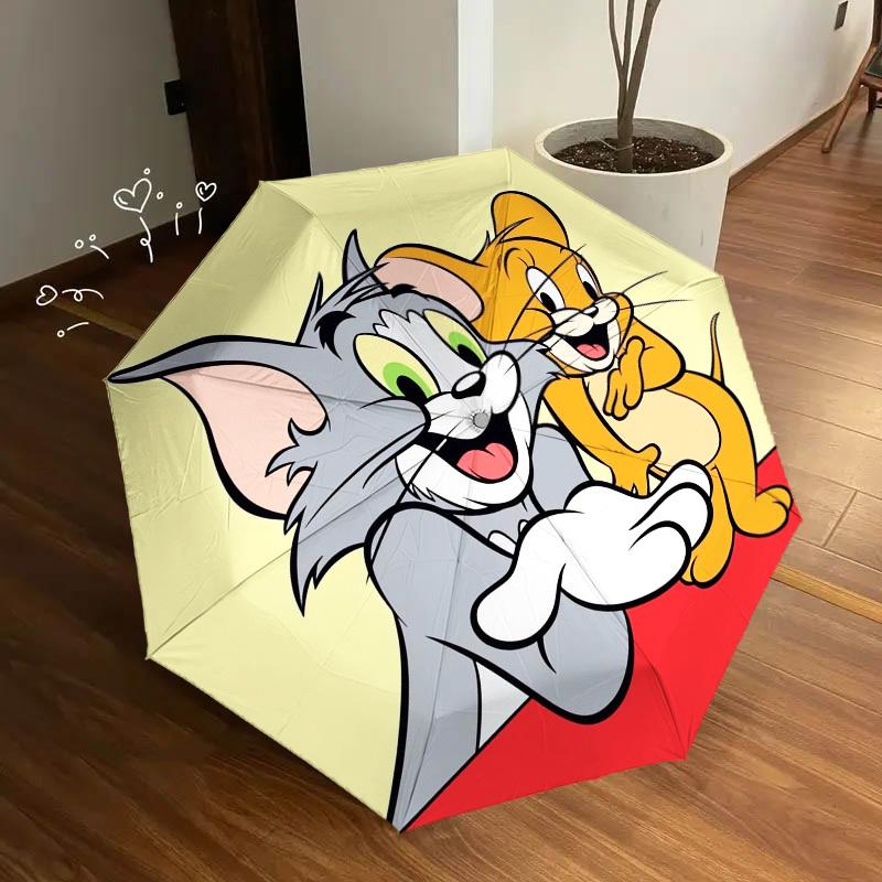 1pz Ombrello di Alta Qualità a Tema Tom & Jerry, Ombrello ad Apertura e Chiusura Automatica, Ombrello Multifunzionale G0811092