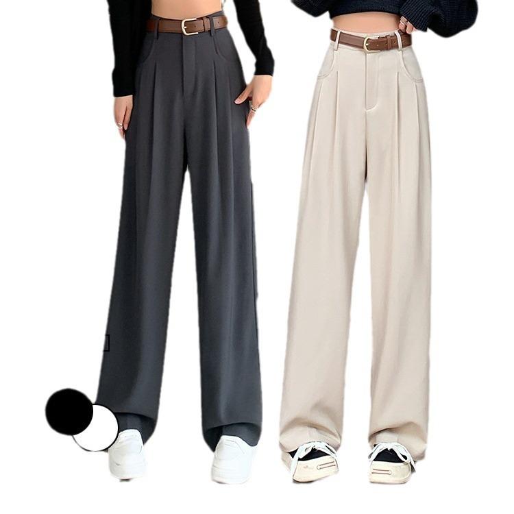 Black Suit Pants Women's Spring and Autumn High Waist Drape and Thin High-end Straight Informal Wide-leg Trousers