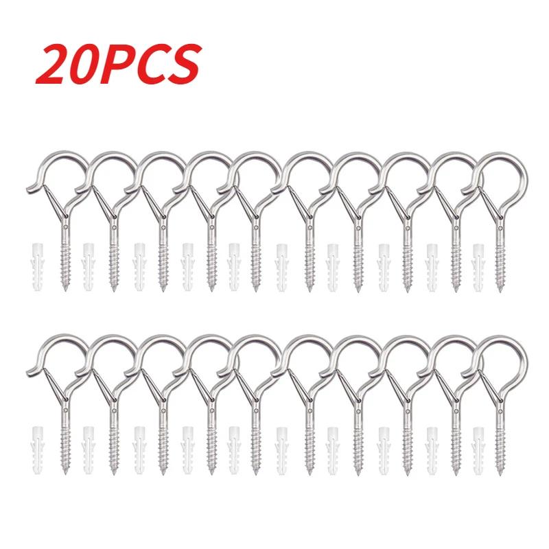 40Pcs Q-type Spring Hook Safety Buckle Anti Drop Pendant Lamp Screw Hook Safety Wall Hanging Strong Load-bearing Screw