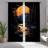 2pcs Vintage Mountain Sunset Curtains   Nature Theme Oil Painting Window Drapes for Room Decor