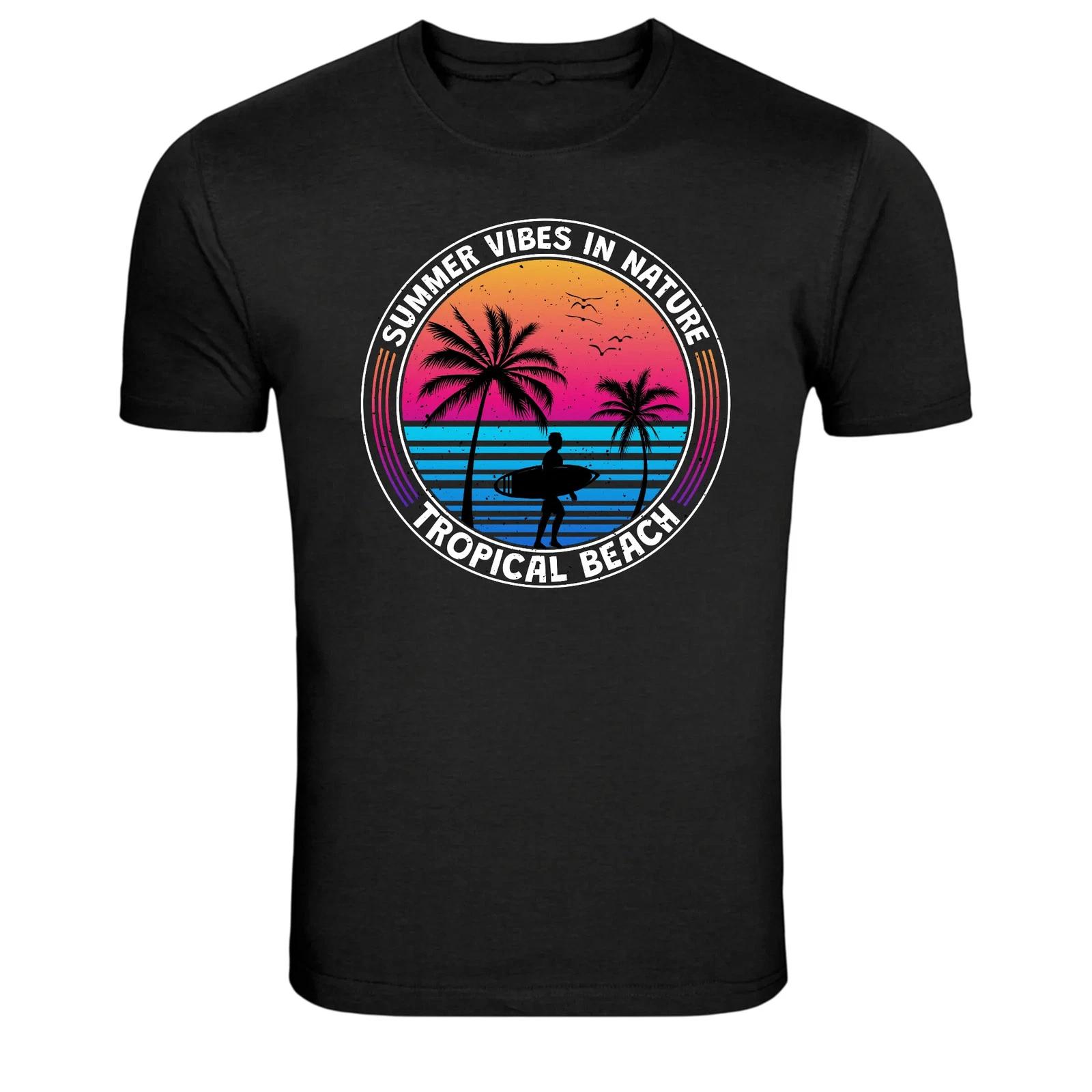 Summer Vibes In Nature Tropical Beach Surf Graphic T Shirt XL
