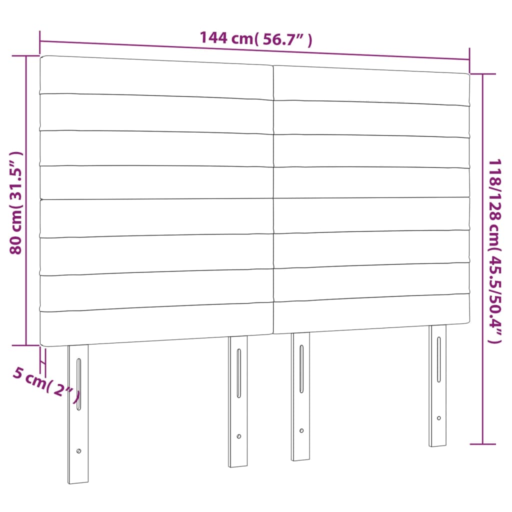 Vidaxl Zagłówek Do Łóżka Z Led, Kremowy, 144X5X118/128 Cm, Tkanina