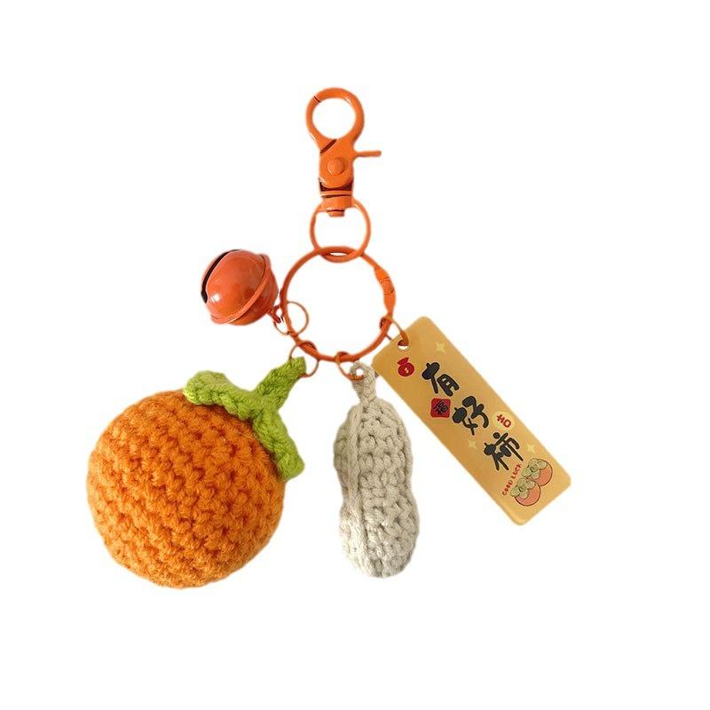 Good Things Happen Keychain Pendant Handmade Wool Woven Peanuts Exquisite Female Persimmon Ruyi Backpack Bag Trinkets