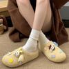 Cute and lightweight flat-bottomed fluffy slippers for women to wear in winter, plush and warm Birkenstock bag head mop