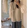 Design Obliquo Bottoni Scollo a V Gilet Lavorato a Maglia Cardigan da Donna Versione Coreana Ampio Pigro Senzamaniche Gilet Maglione Capospalla Gilet Donna