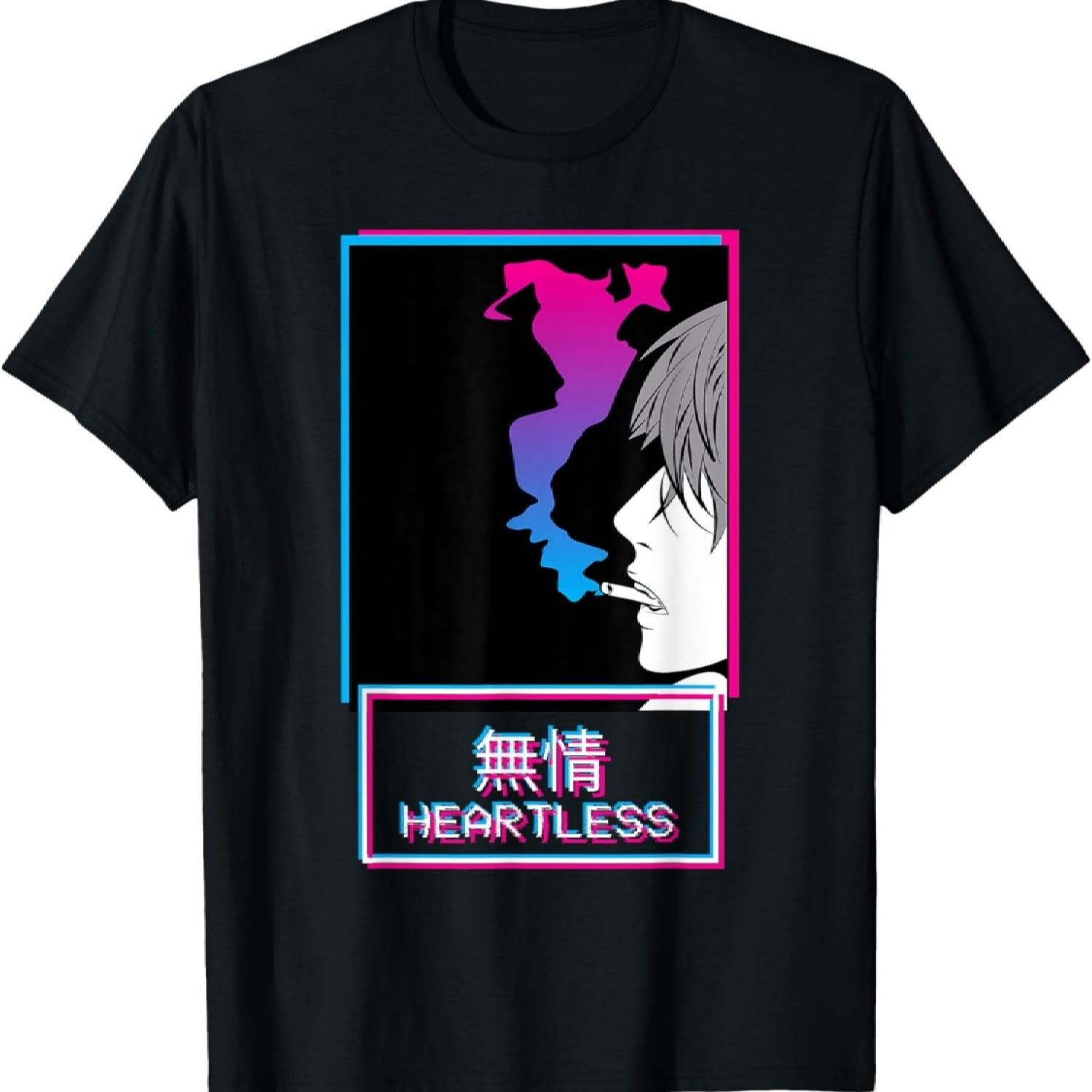 Heartless Anti-Social Anime Boy Japanese Aesthetic Vaporwave T-Shirt S