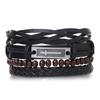 4pcs Casual Vintage Leather Adjustable Bracelet Set, Suitable For Men's Daily Wear, Birthday, Party, Date, Gift