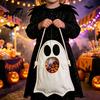 Trick or Treat Bucket Halloween Ghost Candy Bag for Kids, Cute Fabric Party Favor Sack Tote with Handle, Spooky Snack Goodie Bags Supplies Storage