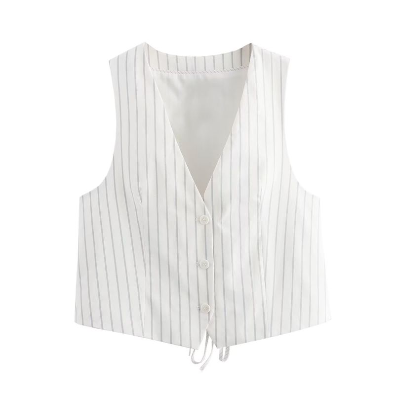 Kaslead New Arrival Women's Fashion Style Stylish Simple and Versatile Pinstripe Vest Vest 2010887