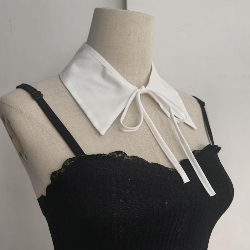 Ladies Detachable Lapel Fake Collar Neck Shirt Doll Collar False Blouse Neckwear Lace Up Shawl Cosplay Party Costume Accessories