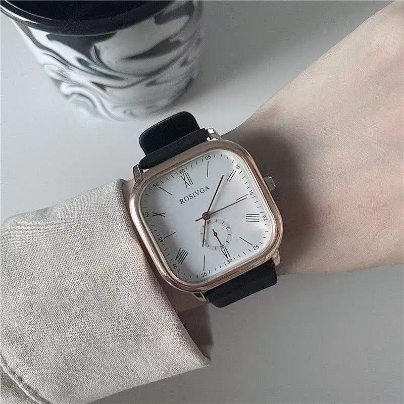 Fashion Square Big Dial Quartz Watch for Men Women New Black Men's Wristwatches Simple Sports Couple Watches Student Watch Gifts