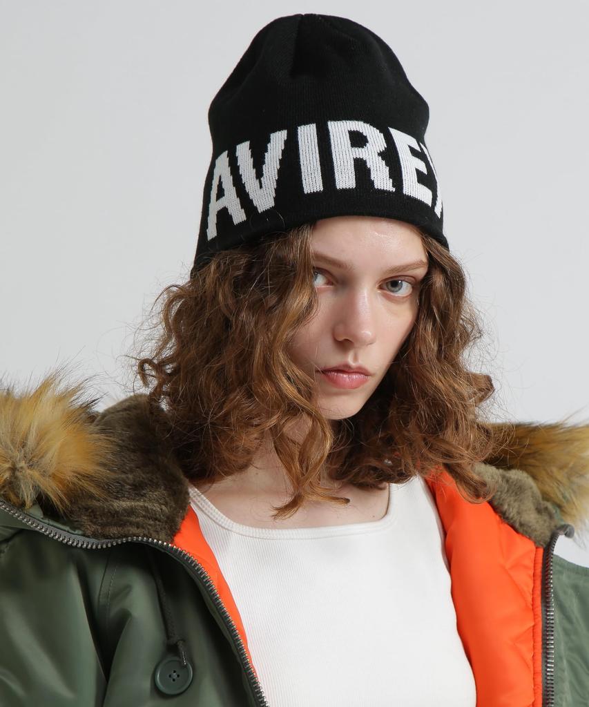 AVIREX Direct Store Limited AVIREX LOGO BEANIE Knit Cap Women's F 010 Black 783-5274606