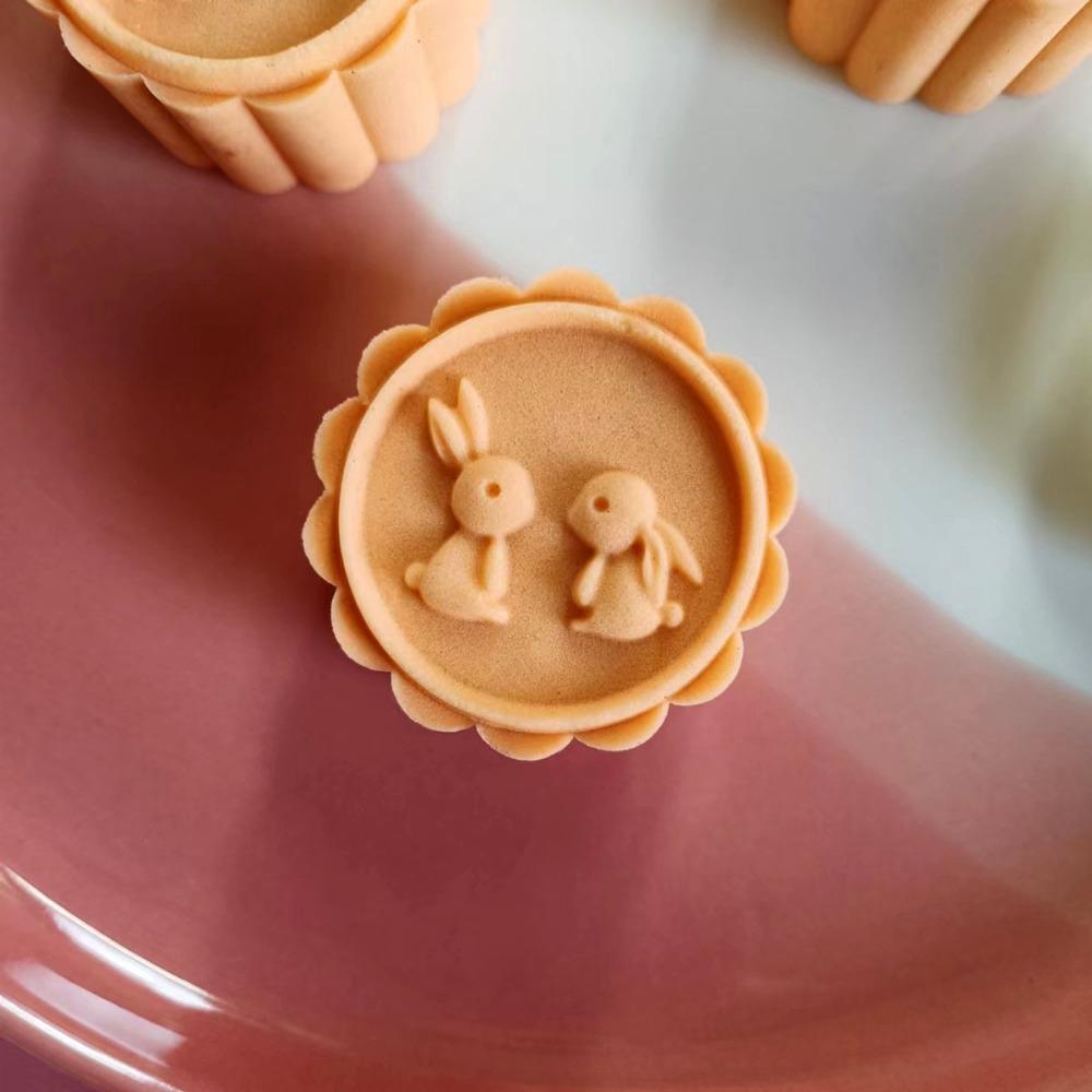 Rabbit Pattern Mooncake Molds Flower Shaped Mooncake Stamp Reusable Kithchen