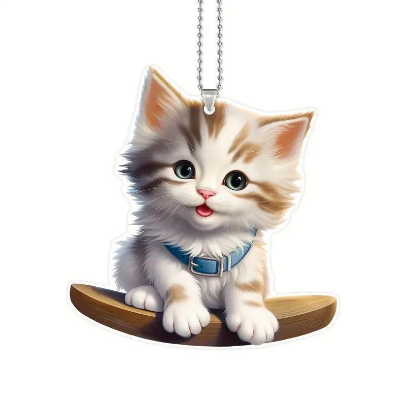 

Кошачий акриловый очаровательный шарм для аксессуаров салона автомобиля в игривом мультяшном дизайне