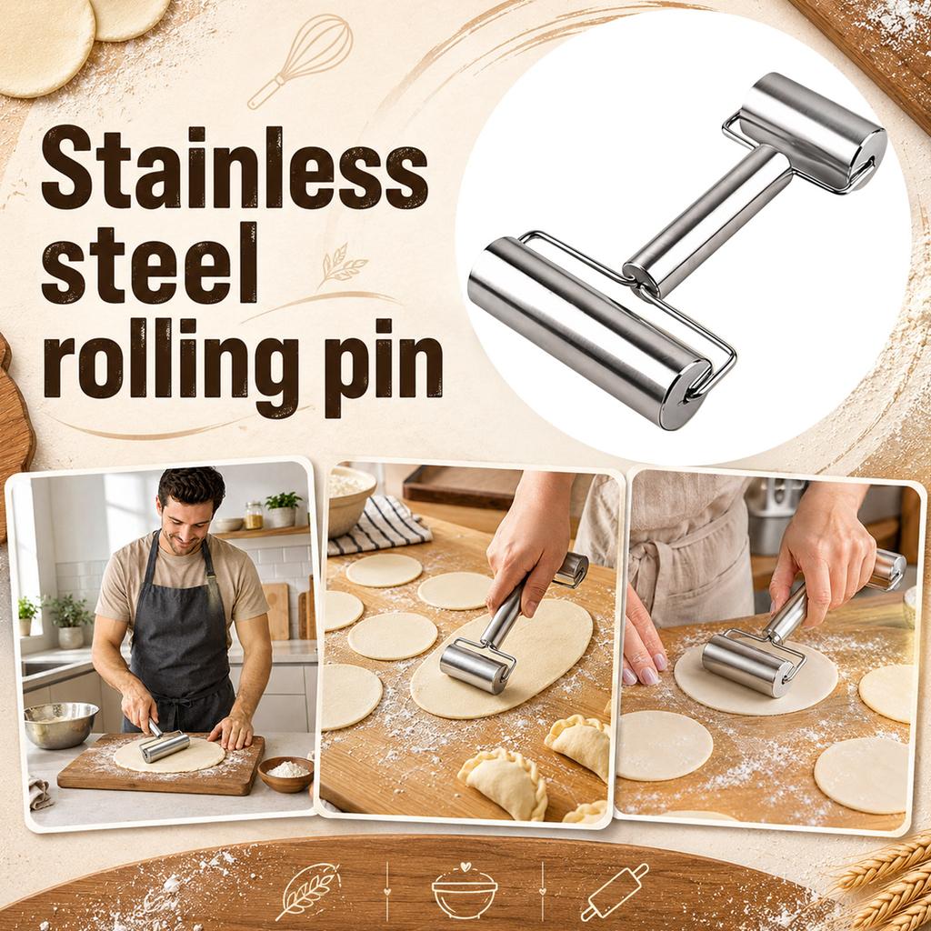 Stainless Double Roller Pin for Dough