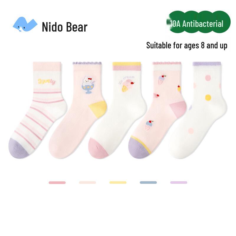 Nidoxiong Girls  Antibacterial Seamless Mesh Socks -5