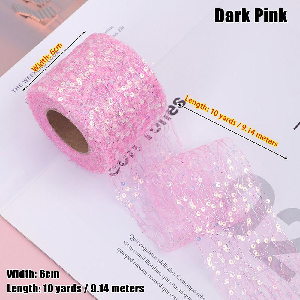 1Roll Party Decoration Sequin Ribbon Roll Seersucker Embroidery Organza Headdress Bow Material Coloful 10Yards 6cm