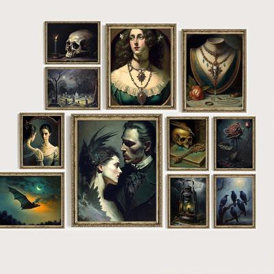 Affiche de chauve-souris vampire Dark Academia Art pour galerie salon décoration de la maison peinture sur toile de sorcière gothique Victoria Art mural