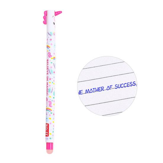 Smazatelná propiska 0,7 mm s černým inkoustem, s měkkým úchopem šetrným k pokožce, roztomilé zvířecí víčka, design s tlačítkem, doplňovatelné tužky, školní potřeby