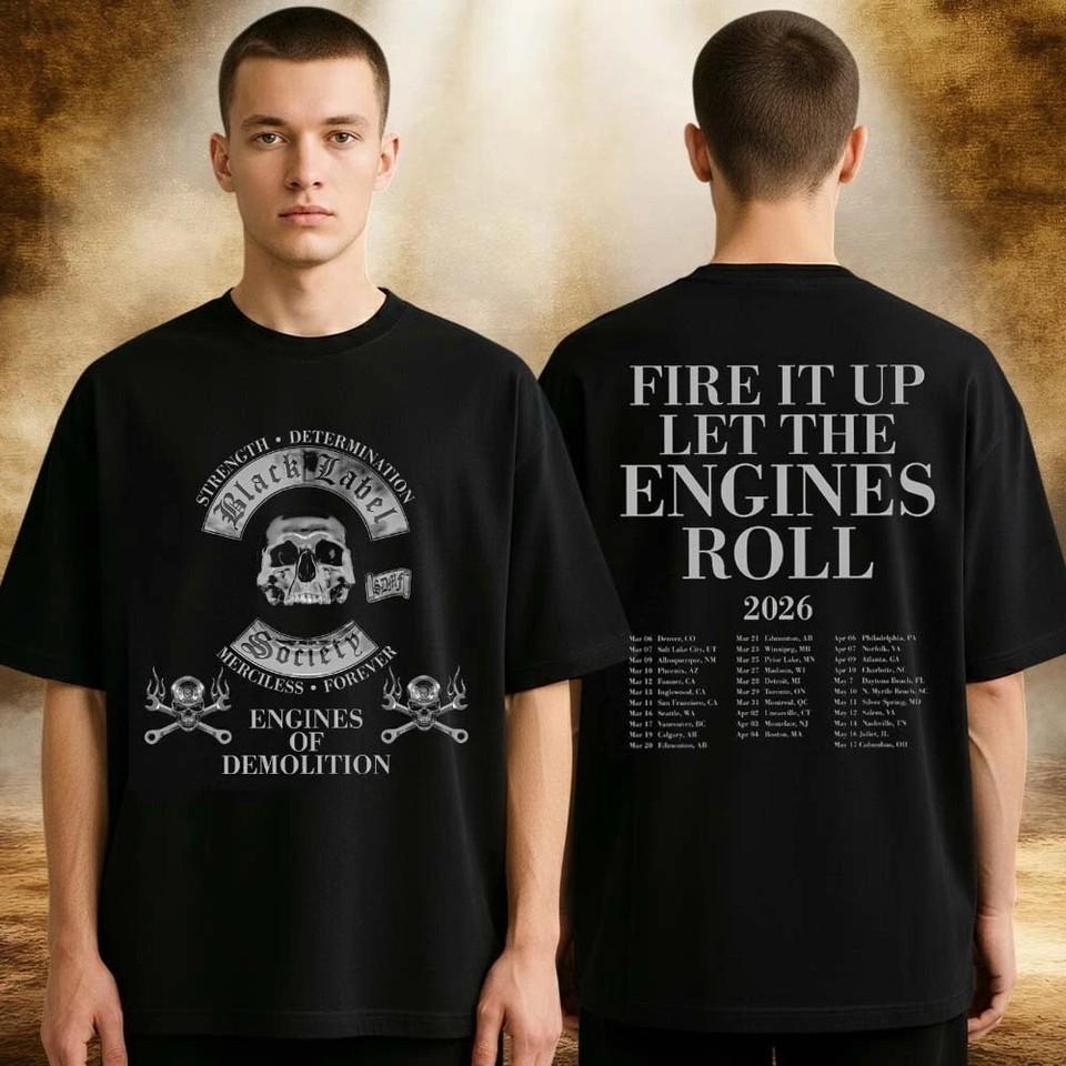 Black Label Society 2026 Engines Of Demolition Черная Футболка Двусторонняя Футболка Унисекс XXL