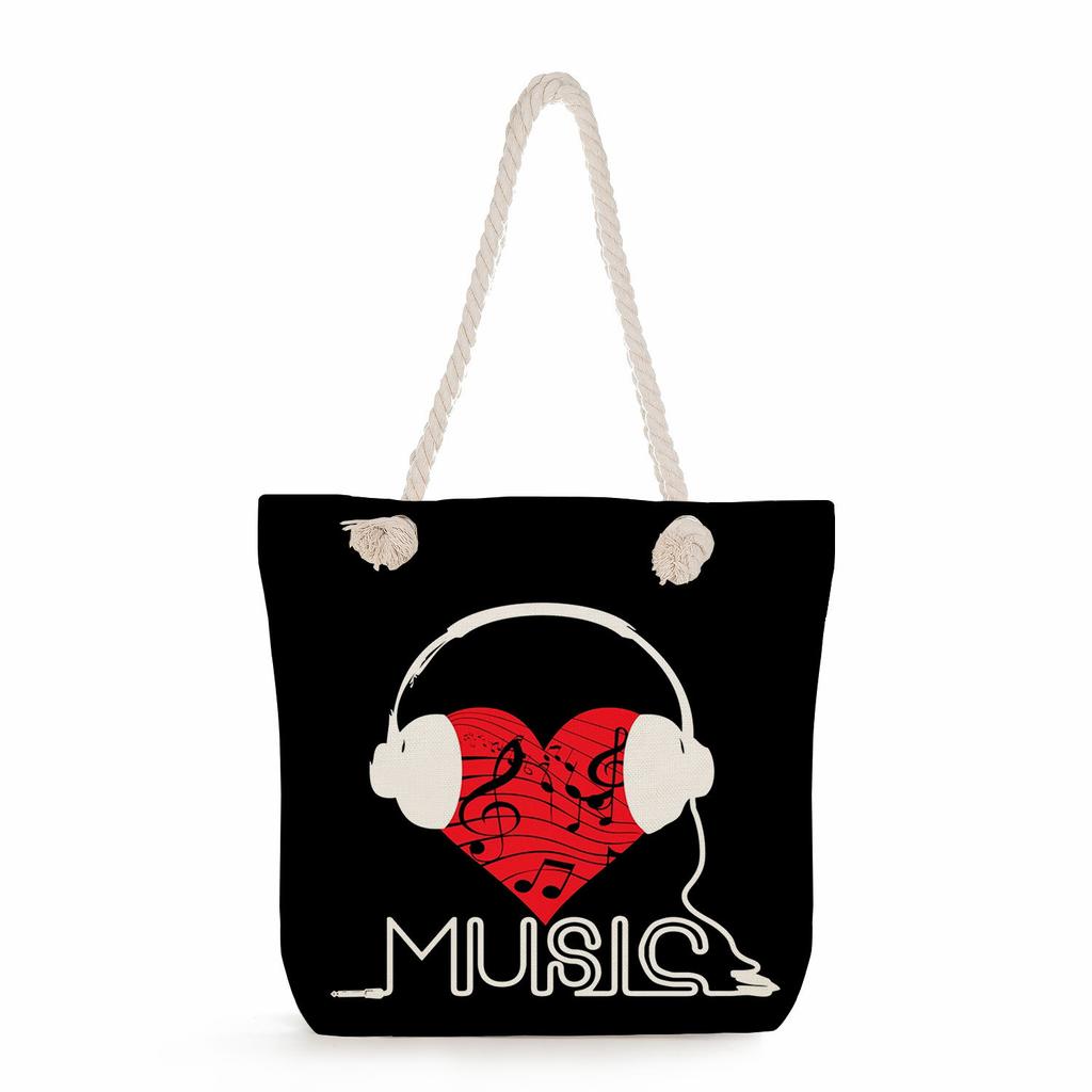 Multifunctional note Printed Thick Rope Shoulder Beach Bag Casual large capacity handbag 7611