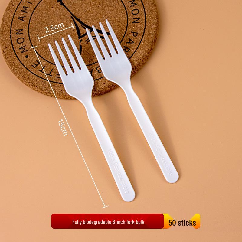Disposable Biodegradable PLA Cutlery Set: Knife, Fork, Spoon with Long Handle and Thick Design