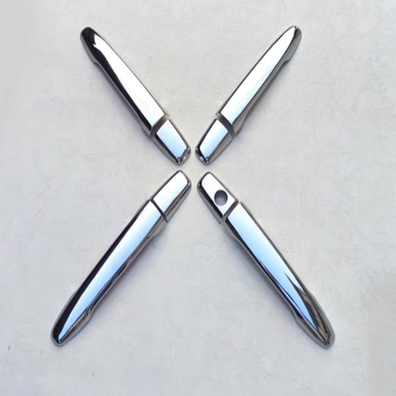 

For Mitsubishi Lancer 2008- Glossy Black Carbon Fiber Chrome Car Door Handle Cover Trim Sticker Styling Auto Accessories silver 0 button