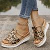 Fashion Leopard Print Wedge Slippers Women Summer Peep Toe Platform Sandals Woman Lightweight Non Slip Beach Sandles Plus Size