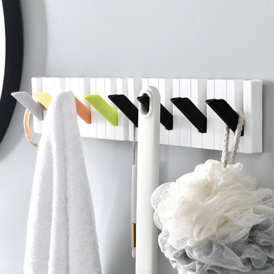 Wall Hook Piano Shape Storage Hook 45 Degree Foldable Hanging Hook for Clothes Hats Bags Keys Towels