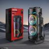 Bluetooth-Compatible Speaker Loud Boombox with Double Subwoofer Deep Bass Lights Outdoor Speaker Support USB/TF/AUX/FM/BT/MIC