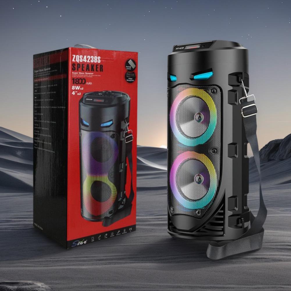 Bluetooth-Compatible Speaker Loud Boombox with Double Subwoofer Deep Bass Lights Outdoor Speaker Support USB/TF/AUX/FM/BT/MIC