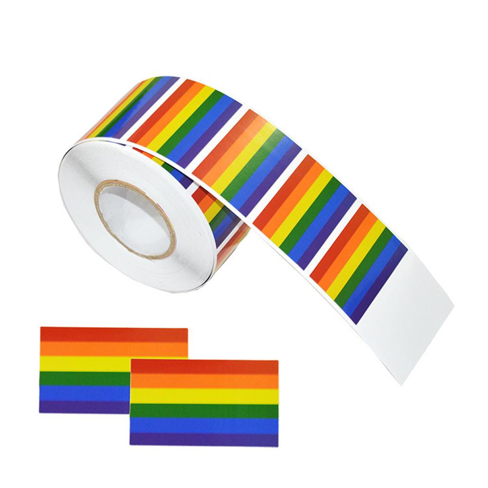 Valentines Gay Stickers Rectangle Rainbow Stripe Roll Tape Stickers Self Adhesive Stickers Roll