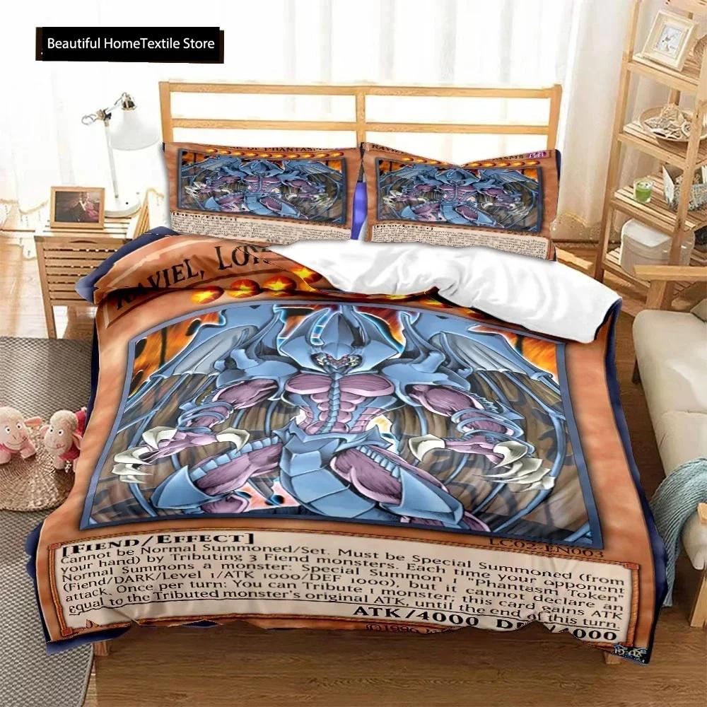 Luxury New 3D Print Anime Yu Gi Oh Card Duvet Cover Set Blue Eyes White Dragon Cartoon Bedding Sets King Size Cover Sets