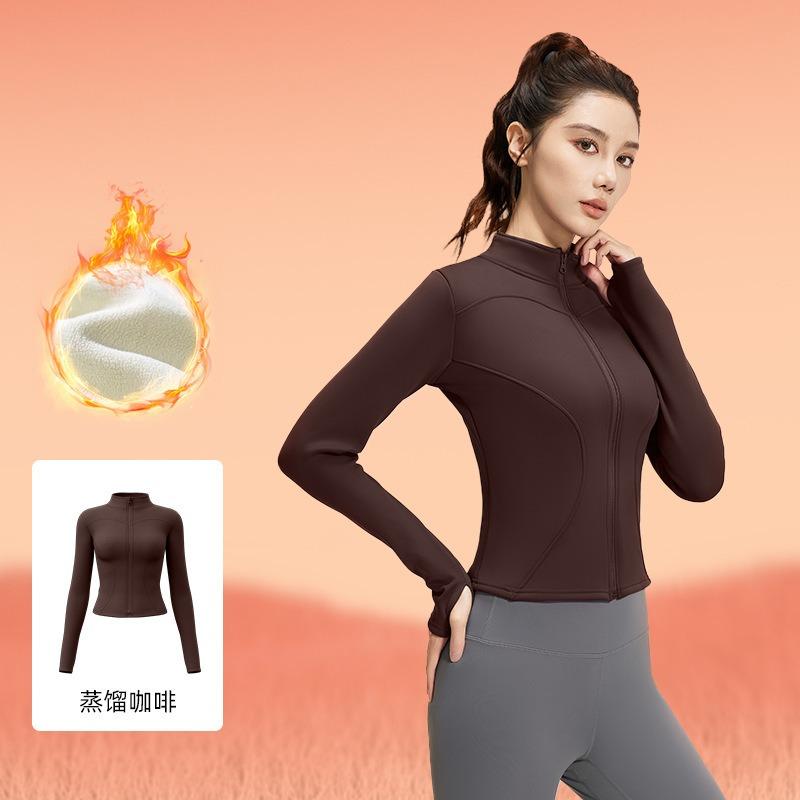 Jane Yi Club Stand-up Collar Yoga Clothing Jacket Running Cycling Sports Skinny Elastic Fitness Yoga Top Women