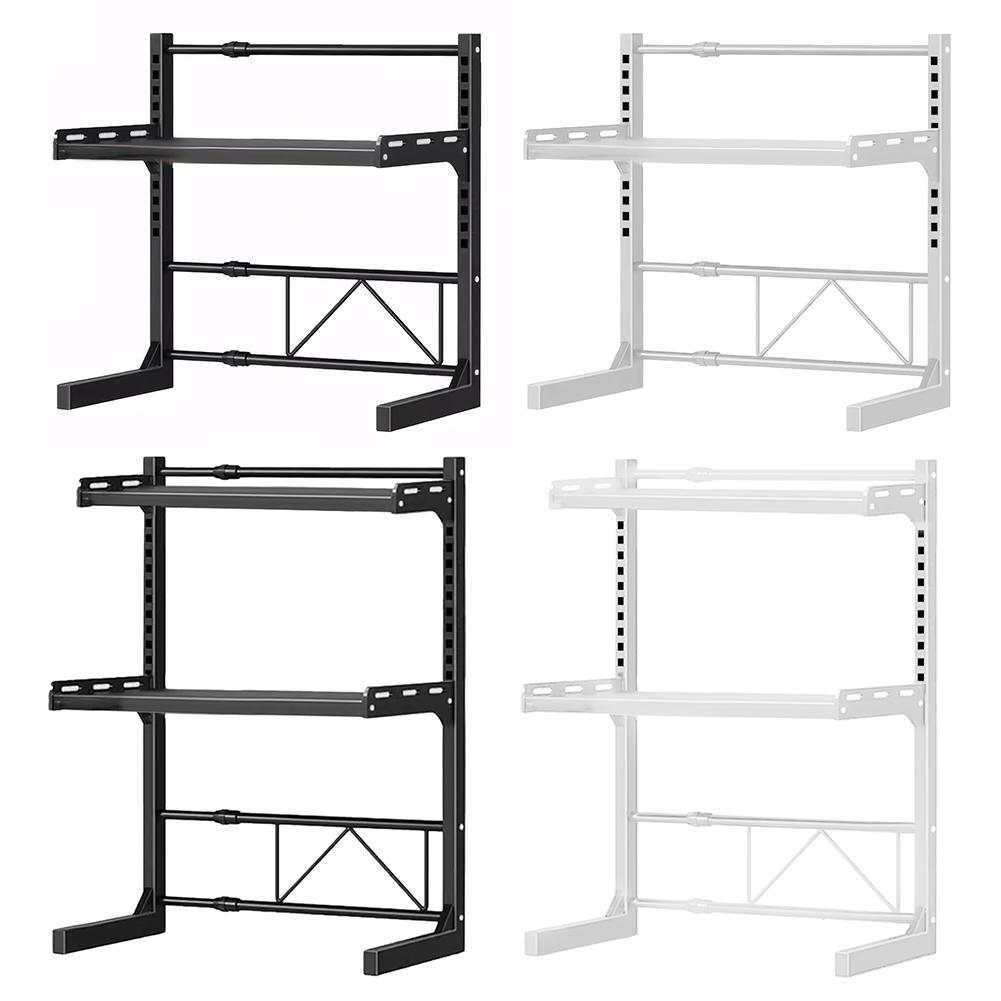 2/3 Tier Expandable Microwave Rack Heavy Duty Extendable Microwave Stand Height Adjustable Microwave Oven Rack for Home Office nero